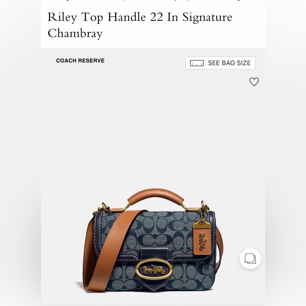 coach Riley Top Handle 22 In Signature Chambray